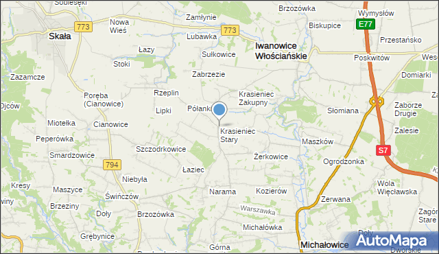 mapa Krasieniec Stary, Krasieniec Stary na mapie Targeo